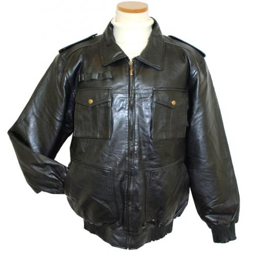 Mark Andre Black Lambskin Leather Bomber Length Jacket